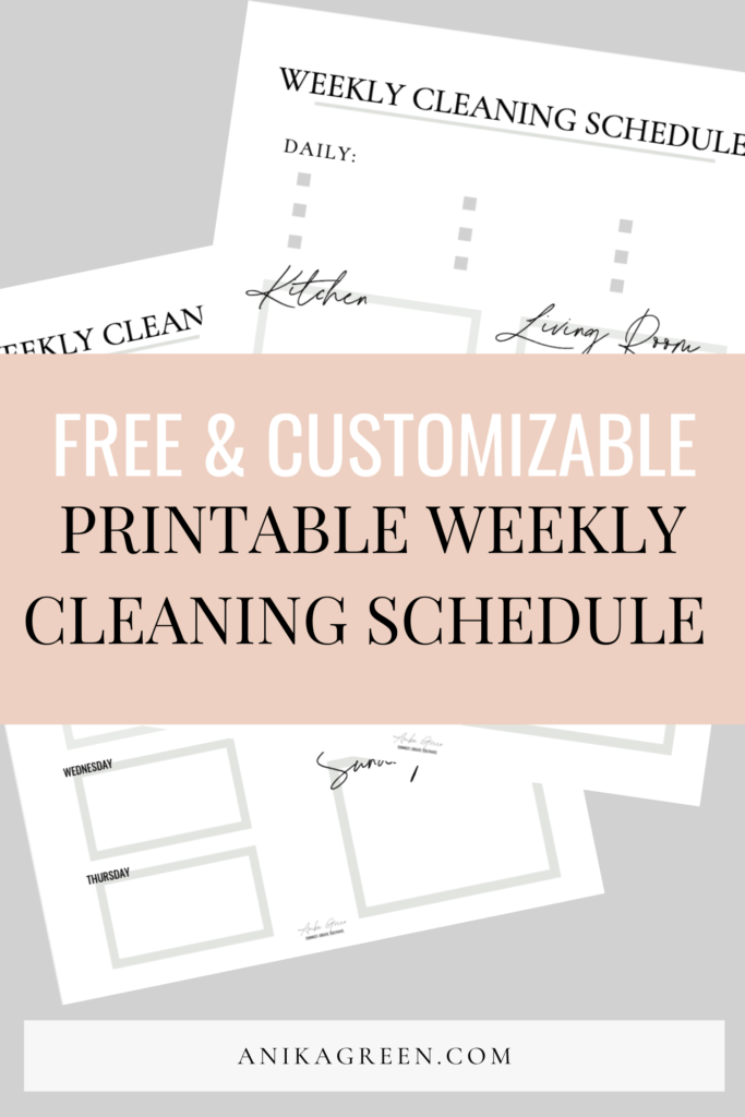 weekly cleaning schedule printable