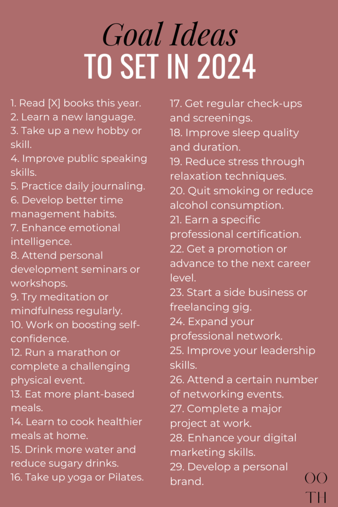 100 Goal Ideas for 2024 | New Year’s Goal Ideas - out of the habit