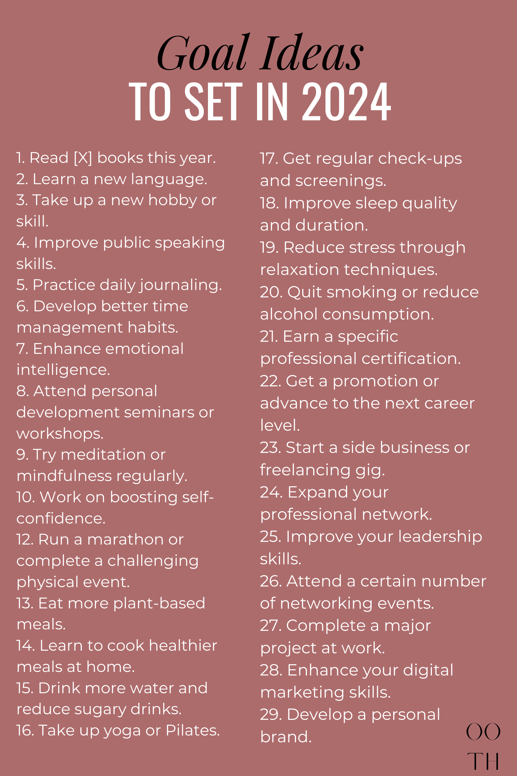 100 Goal Ideas for 2024 New Year’s Goal Ideas out of the habit